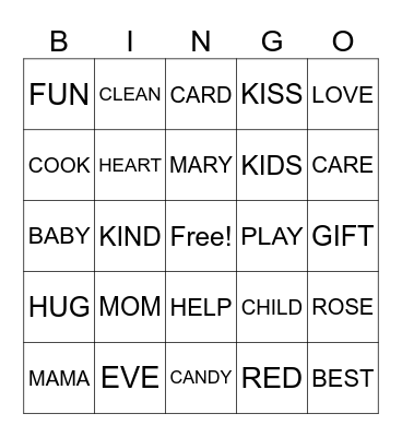 MAIN ST MOTHER'S DAY BINGO! Bingo Card