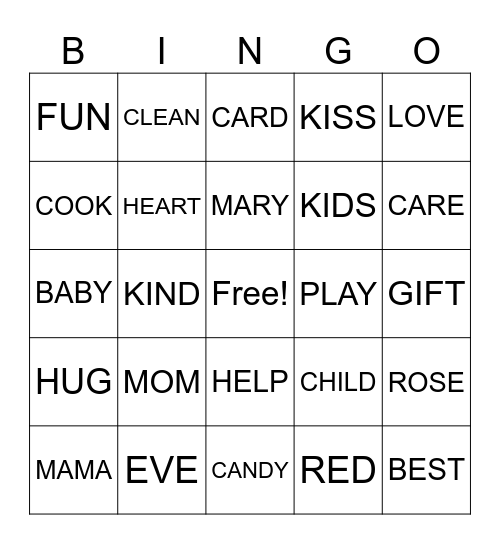 MAIN ST MOTHER'S DAY BINGO! Bingo Card