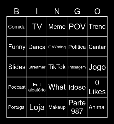 TikTok Bingo Card