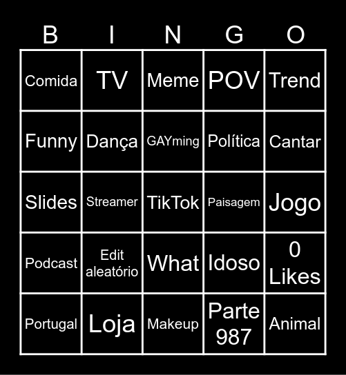 TikTok Bingo Card