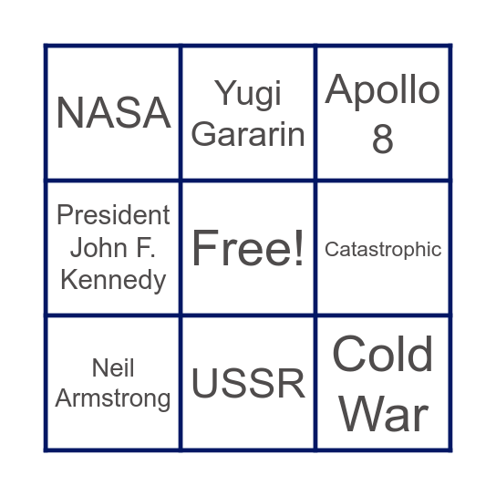 Race to the Moon Bingo Card