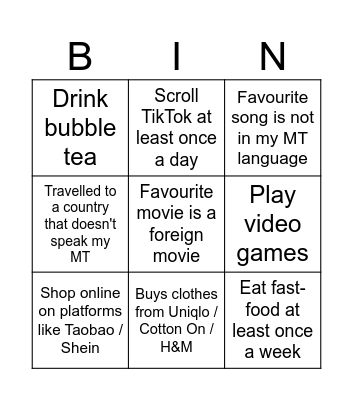 Untitled Bingo Card