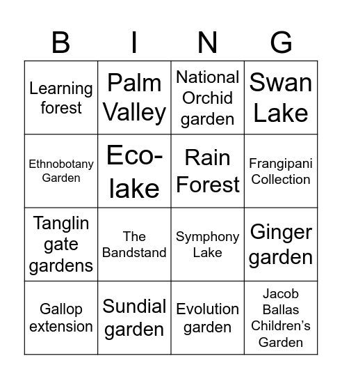 Botanic gardens bingo Card
