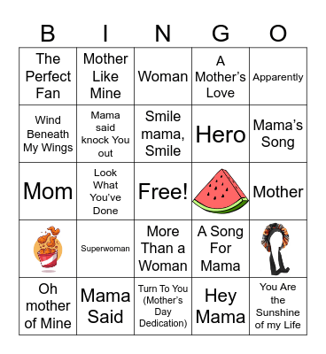 Mother's Day Mix Bingo Card