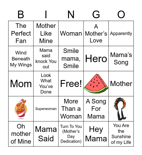 Mother's Day Mix Bingo Card
