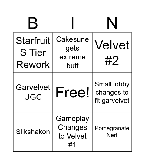 May Update Bingo Card