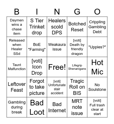 MWG Raid Bingo Card