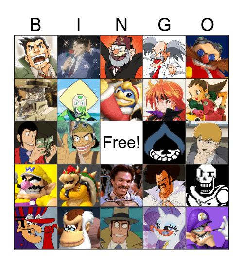 Dr. Mechano's Favorite Characters Bingo Card