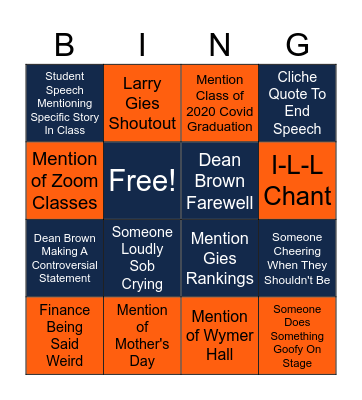 Gies Convocation 2024 Bing(o) Bingo Card