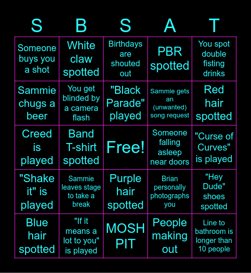 SAD BOY SATURDAY BINGO v1!!!! Bingo Card