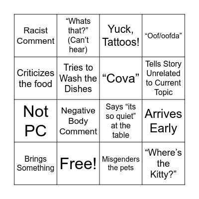 Grandma Bingo Card