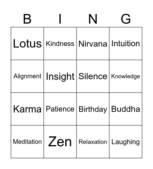 Buddha Bingo Card