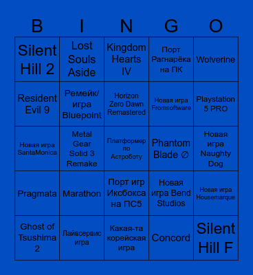 Playstation Showcase 2024 Bingo Card