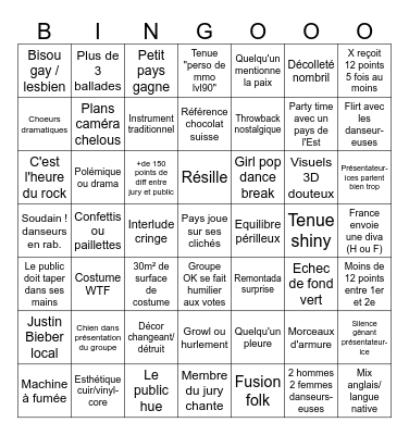 Eurovision 2025 Bingo Card