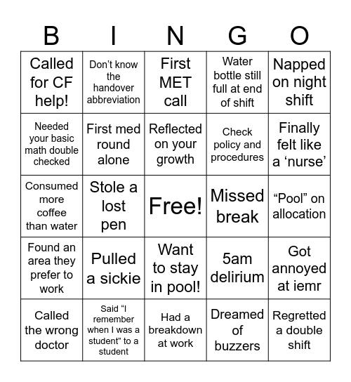 NQN BINGO Card