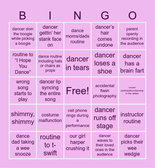 Boogie Bingo Card