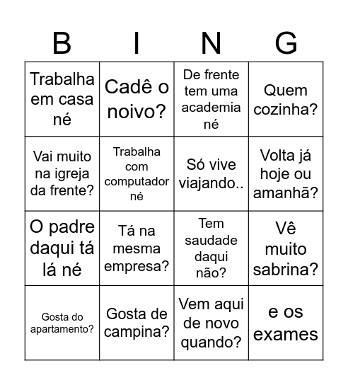 __ Bingo Card