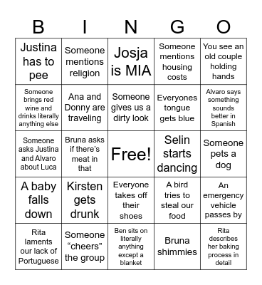 NEIGHBORS BINGO Card