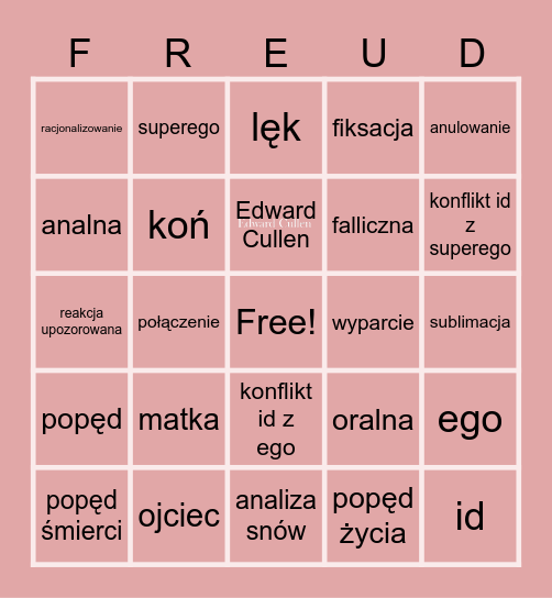 Freud Bingo Card