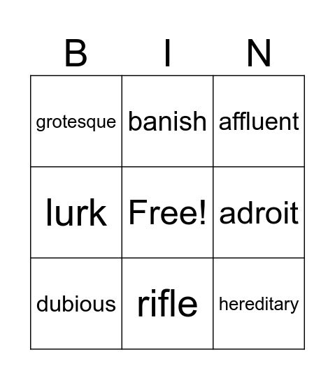 Vocabulary May 13 - 19 Bingo Card