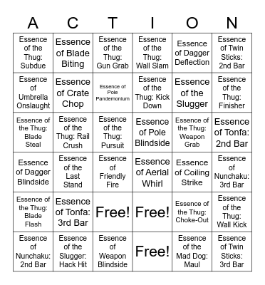 Majima Heat Actions Y0 Bingo Card