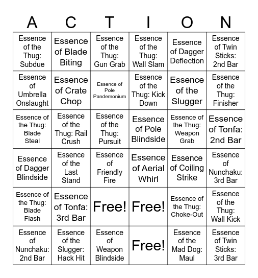 Majima Heat Actions Y0 Bingo Card