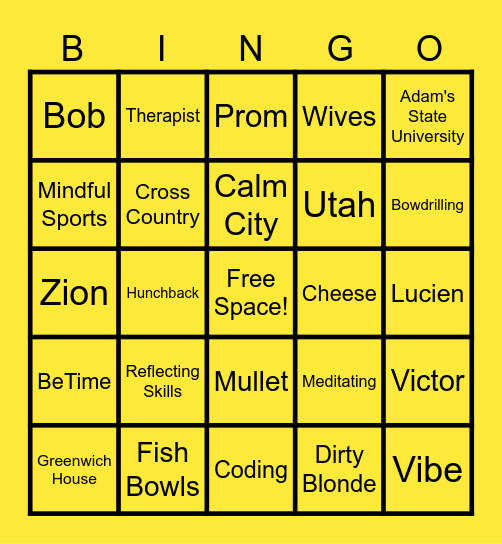 Joseph's Graduation Bingo Card