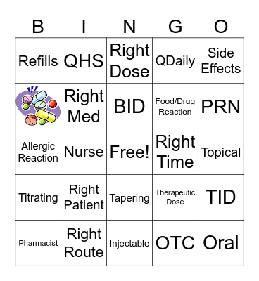 Medication Management Bingo Card