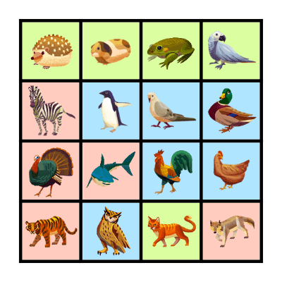 ANIMALS TALKING Bingo Card