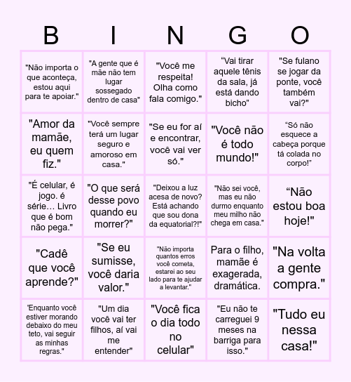 BINGO DAS MÃES Bingo Card