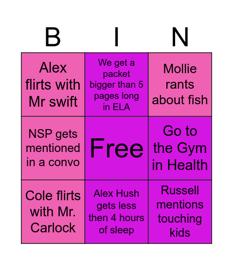 Bingo #1 Bingo Card