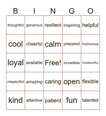 my parents are: Bingo Card