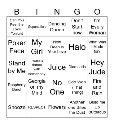 Music BINGO Card