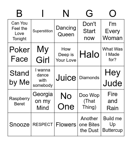 Music BINGO Card