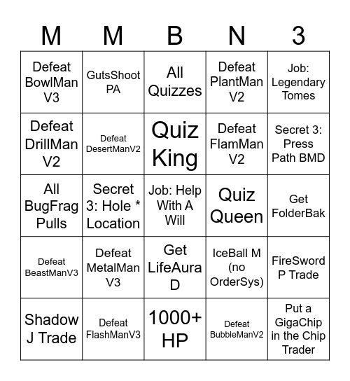 megaman bingo network (hard async) Bingo Card