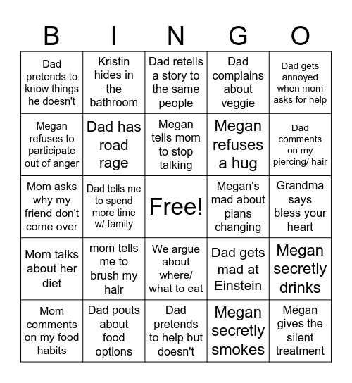 Surviving Home Bingo Card