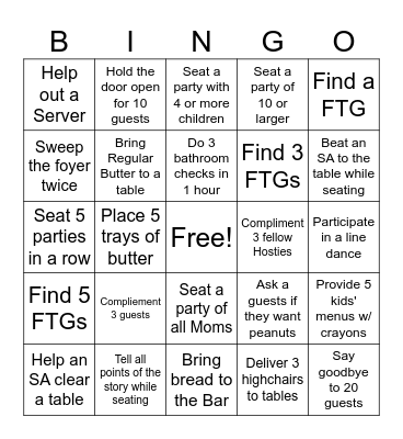 Texas Roadhouse Mother's Day Bingo! Bingo Card