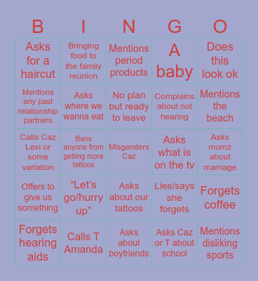 Mother’s Day @ the grands Bingo Card