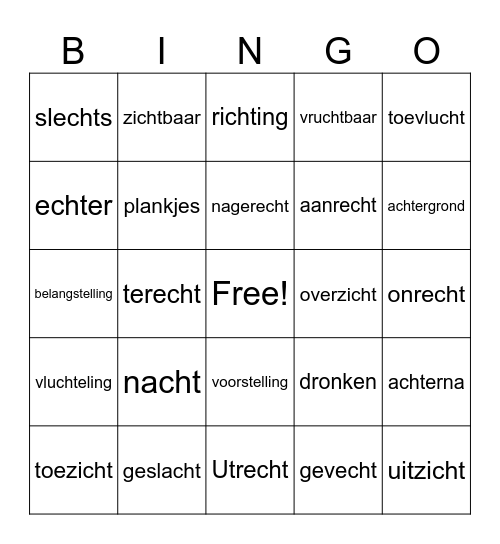 Thema 1, les 5 en 6 Bingo Card