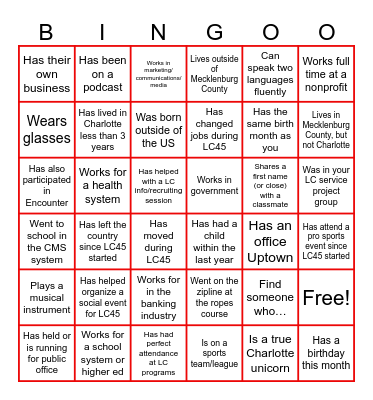 LC-45 Closing Retreat! Bingo Card