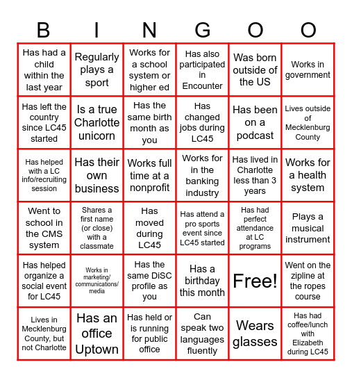 LC-45 Closing Retreat! Bingo Card