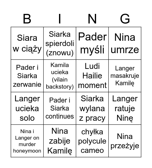 Pader ending predictions Bingo Card