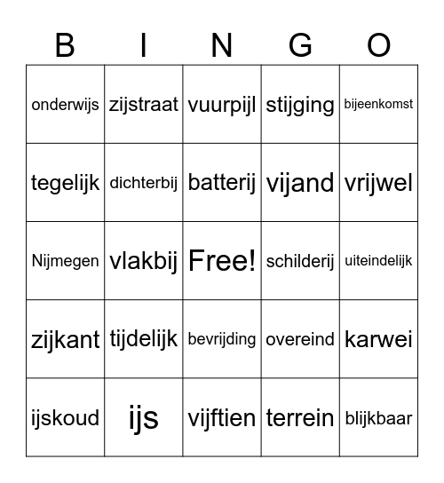 Thema 1, les 11 en 12 Bingo Card