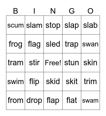 Consonant Blends #3 Bingo Card