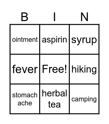 HEALTH Bingo Card