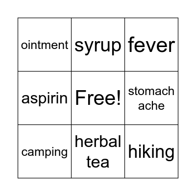 HEALTH Bingo Card