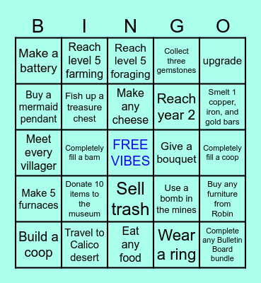 Stardew Bingo Card