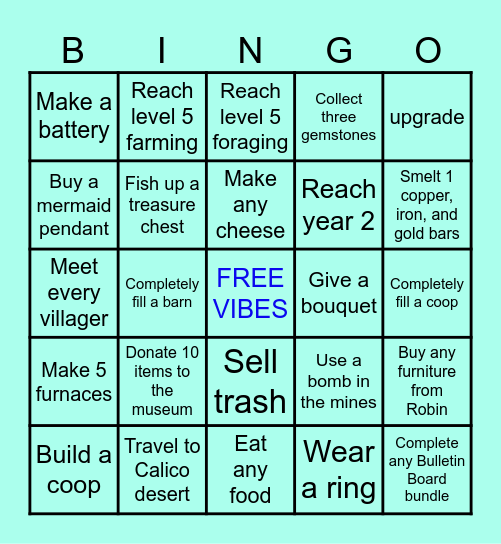 Stardew Bingo Card