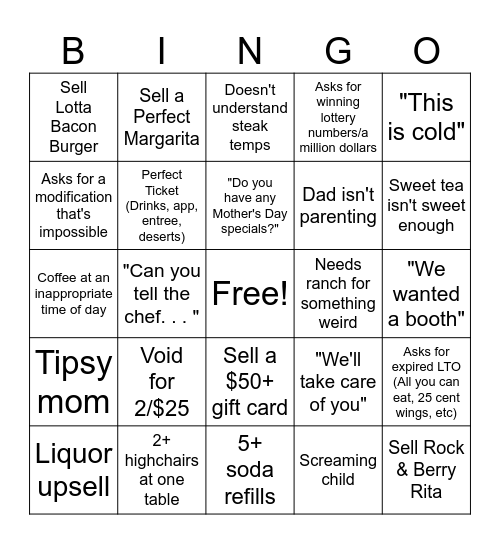 Mother's Day Bingo Card