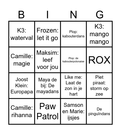 Muziek bingo Card